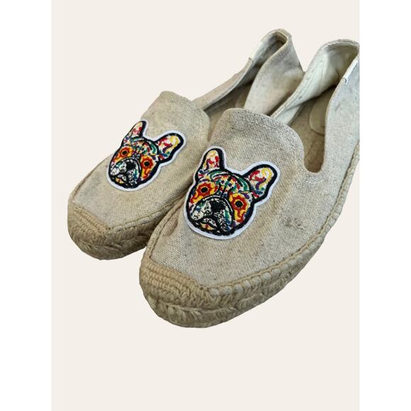 Soludos French Bulldog Canvas Espadrilles Platform Slip On Shoes Size 10 - Picture 4 of 9